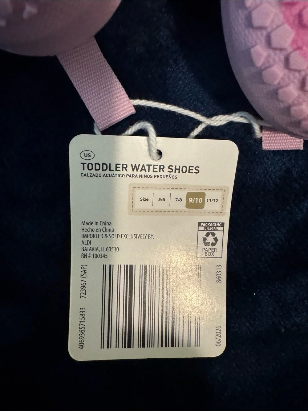 Kids' Pastel Mermaid Water Shoes Toddler size 9/10 New